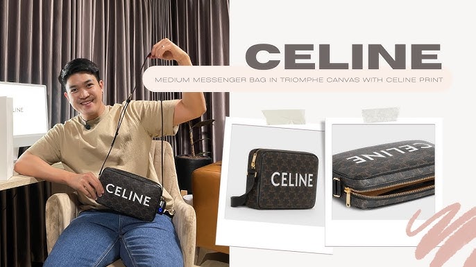 Celine, Bags, Celine Logo Trekking Messenger Bag Nylon Medium Black