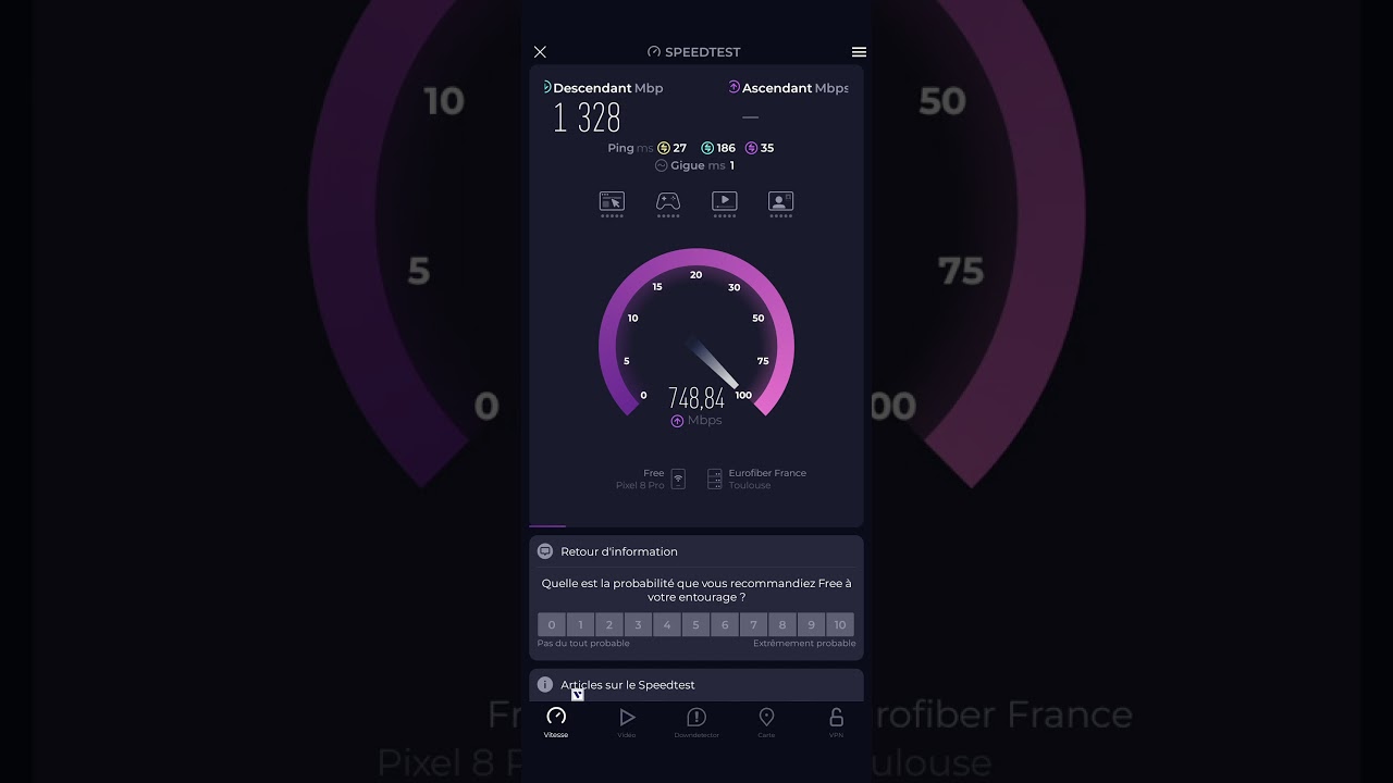 Speedtest Freebox ultra WiFi 7 en boutique