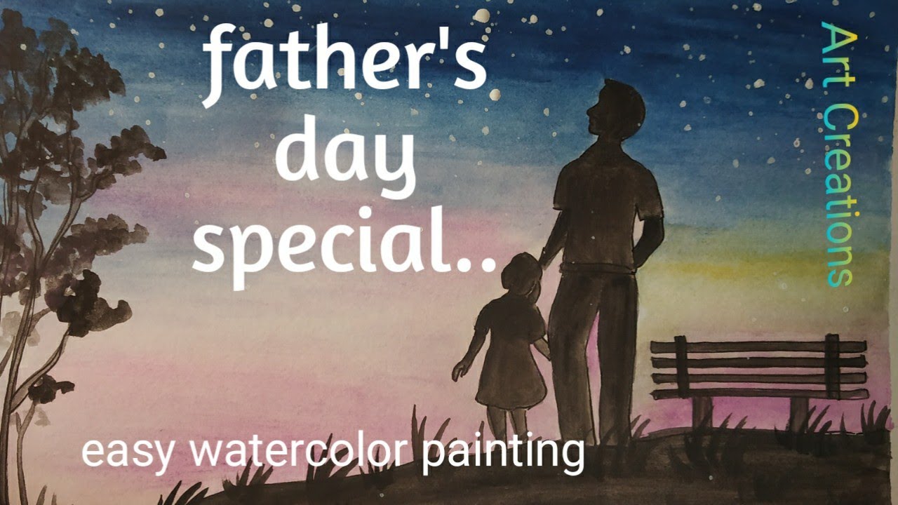 Father's day greeting/Easy watercolor painting/DIY/ How to paint