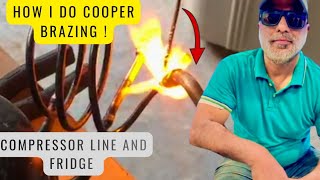 how I do a Compressor Line with Copper Brazing (No Leak!) 😱.
