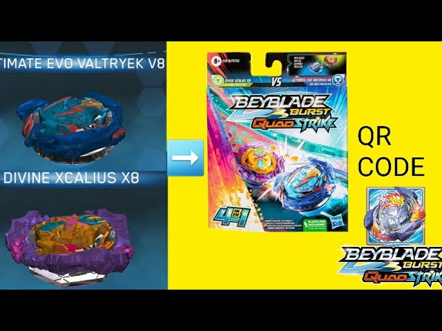 Conjuto de Piões Beyblade Burst QuadStrike - Ultimate Evo Valtryek V8 e  Divine Xcalius X8 - F6816 - Hasbro