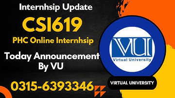 csi 619 internhsip || PHC online internhsip apply || #csi619 #vu #internhsip