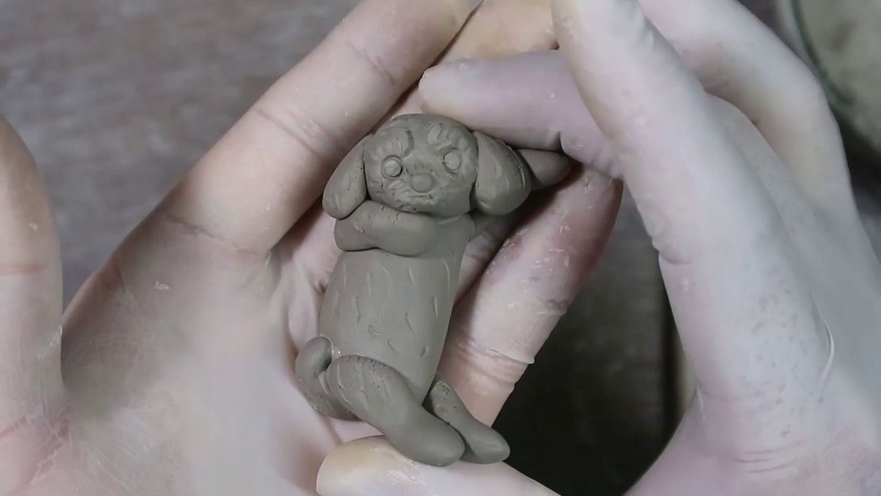 陶芸]犬の箸置き シーズー。 How to make ceramic Dog chopstick rest