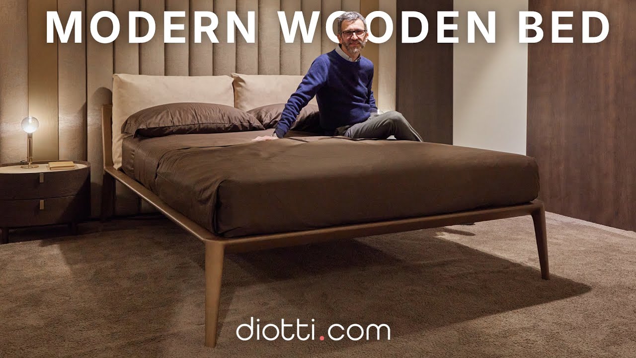 Modern wooden BED with headboard cushions | Discover Aries