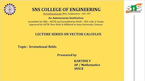 Vector Calculus Lecture Series 3 | Karthik V | SNS Institutions
