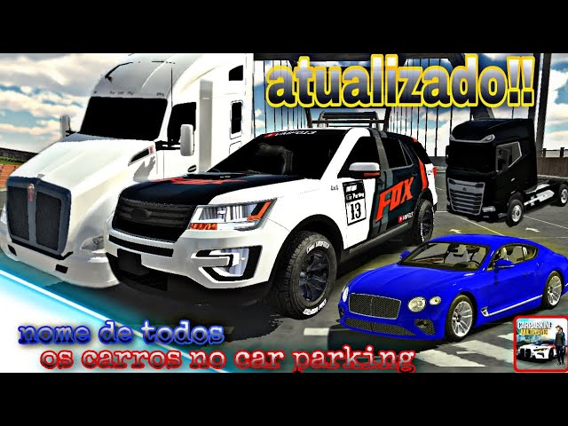 NOME DE TODOS OS CARROS DO CAR PARKING MULTIPLAYER 