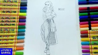 Beauty and the Beast Belle Coloring pages for kids  | Learn colors with Disney Princess Belle