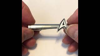 Officer Badge Star Trek Tie Clip White Balck Enamel Tie Bar Captain Kirk #giftsfordad #startrek