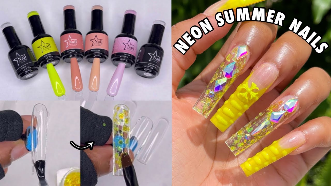 Reviewing Nail Reserve LA Gels Neon Yellow Textured Croc Summer Nails