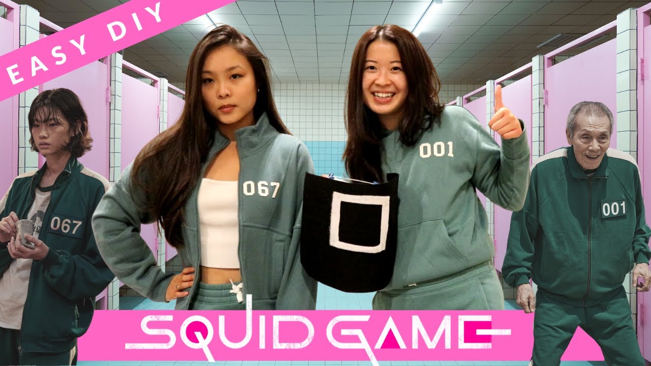 Last Minute Easy DIY Squid Game Halloween Costumes Guard Mask