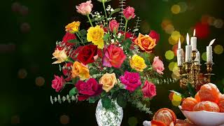 Roses Lighted candles interior orange background video screenshot 5