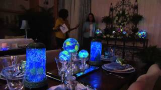 Set of 3 Indoor/Outdoor Illuminated Mosaic Spheres by Valerie with Jayne Brown