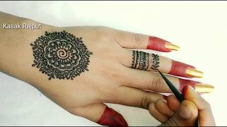 Simple flower mehndi design for back hand side | How to apply easy mehndi design |