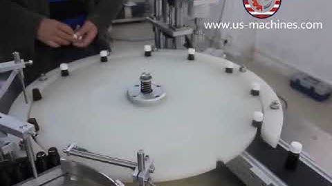Semi automatic small dose bottle turntable liquid oil filling capping machine testing video