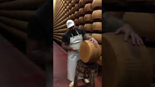 They use a small hammer to hear if the Parmigiano-Reggiano is ready. They use a small hammer to hear if the Parmigiano-Reggiano is ready.