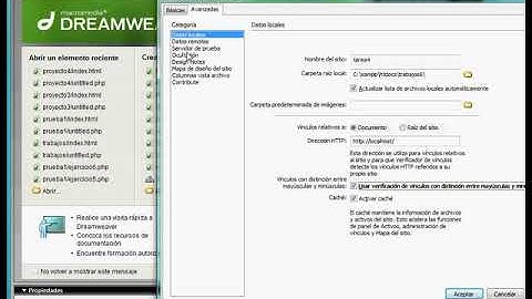 Configurar sitio en dreamweaver