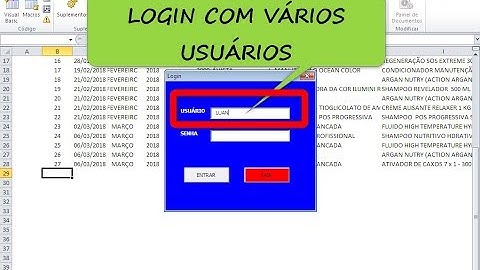 Formulário Login  Multi Usuário Excel VBA - Controle de Estoque Excel - Aula 33