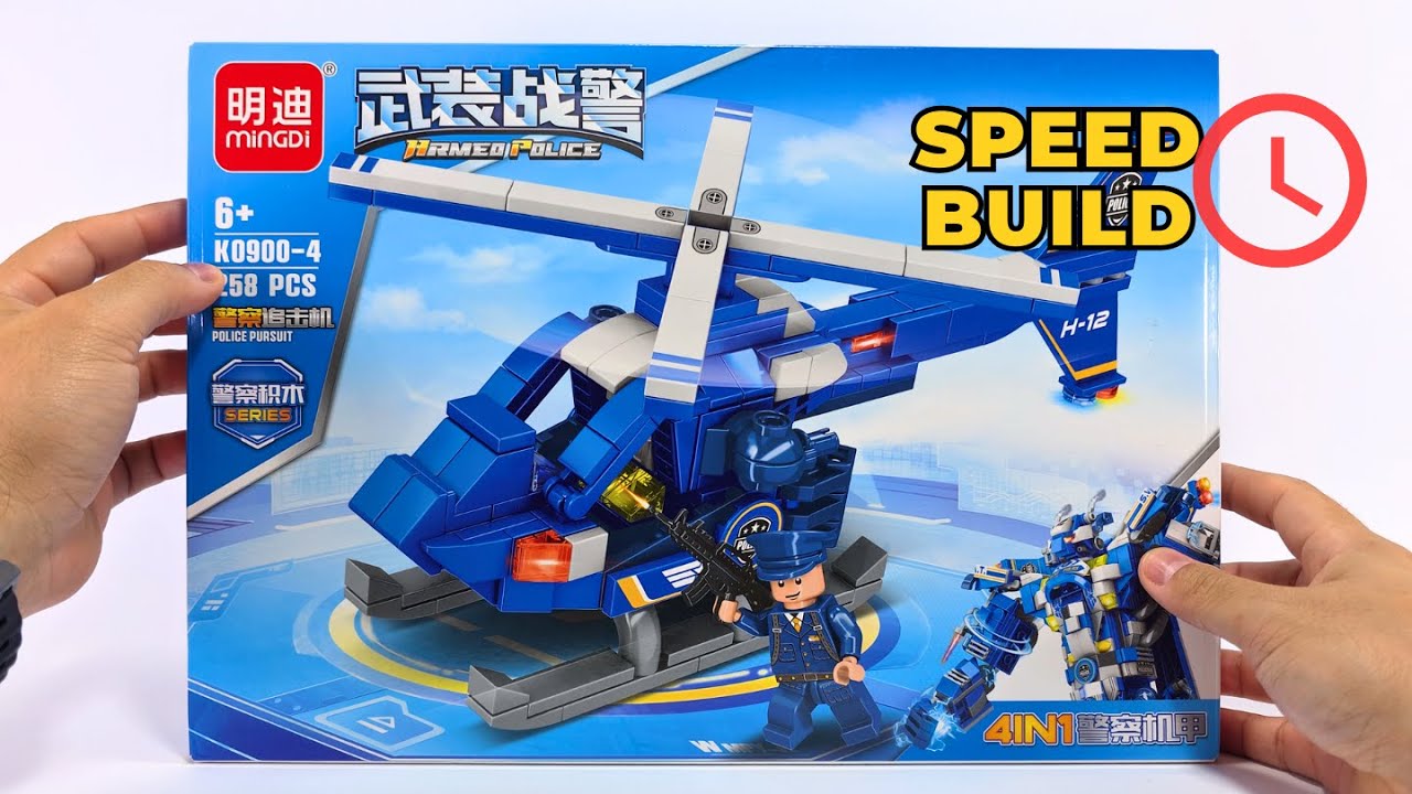 Can You Build This Cool Knockoff LEGO City Police Helicopter? 4K