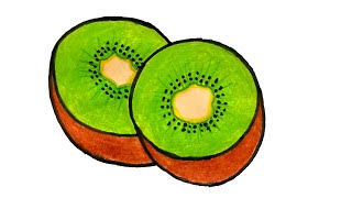 How To Draw A Kiwi Kiwi Fruit Drawing Kiwi Fruit Drawing Step By Step