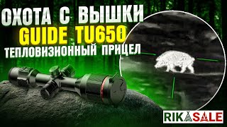 Зимняя охота с вышки с тепловизионным прицелом GUIDE TU650 . Выстрел по кабану, выстрел по косуле.