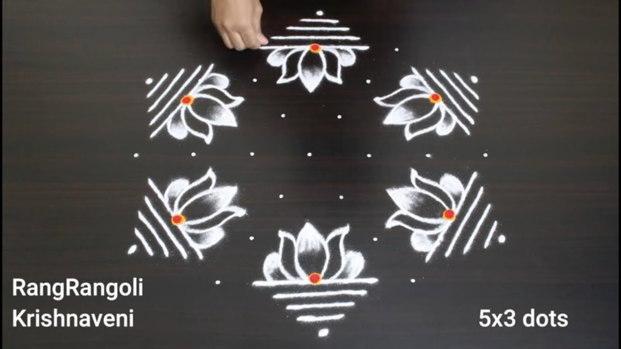 Ganesh Chaturthi Rangoli🌺7x4 dots Pandaga Muggulu🌺5x3 dots Traditional Kolam🌺RangRangoli Krishnaveni
