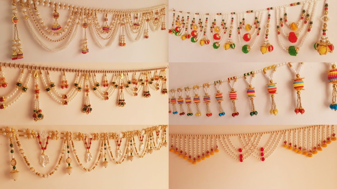 Top 6 bandhanwal making at home| DIY pearl toran| how to make easy  moti toran at home|wall hanging