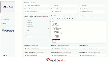 New WYSIWYG Rich Text Editor on Meal Deals Dashboard