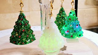 Beautiful DIY Resin CHRISTMAS TREE Ornaments!! Lights and Sparkle  ✨️