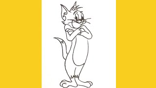HOW TO DRAW TOM CAT - TOM AND JERRY - DRAWING CARTOON - TUTORIAL STEP BY STEP - KIDS ART