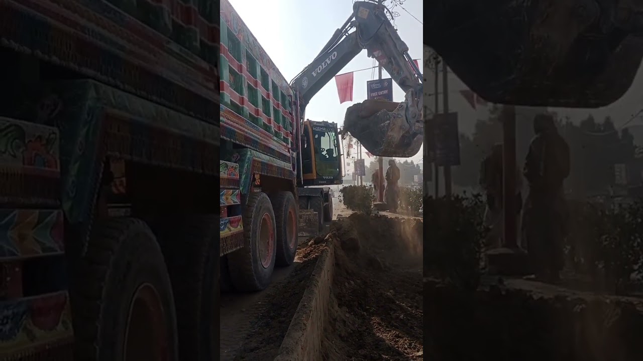 Soil shifting by excavator 