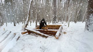 картинка: Бросил всё, силы иссякли! СТРОЮ МИНИ-ШАЛАШ ОДИН В ЛЕСУ