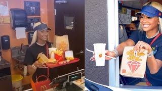 Saweetie Works At McDonald's To Promote Her New Meal In L.A.