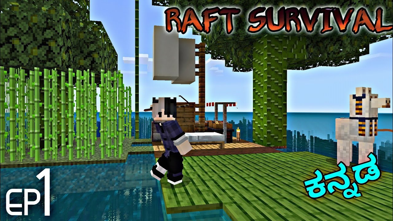 Raft Survival #1 - Getting Started 🥰 | Minecraft PE Kannada - YouTube