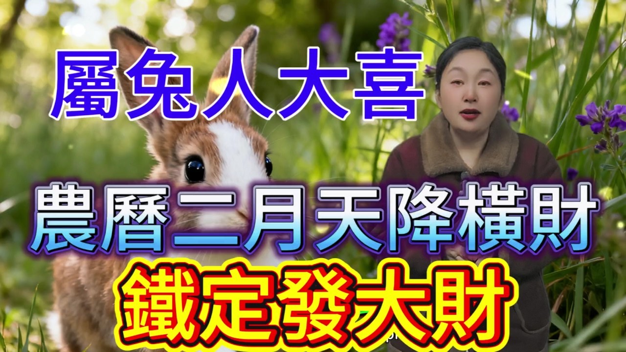 屬兔人大喜！農曆二月（3 月 19-4 月 16），橫財自動找上門，擋都擋不住！#運勢 #補財庫旺財氣 #財富 #財運 #風水 #命理 #錢子