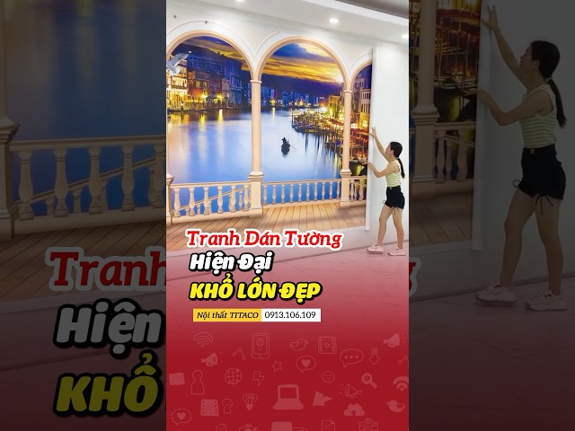 Tranh dán tường 3d phòng khách đẹp #shortvideo #youtubeshorts