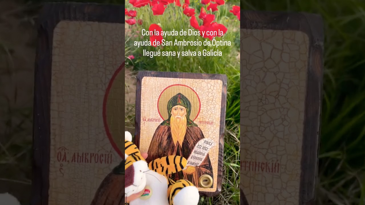 Yo, un pequeño peluche suave de tigre ,y un icono con una partícula de la tumba de San Ambrosio ☦️