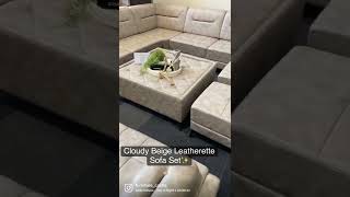 Cloudy Beige Leatherette Sofa Setextended Sofa Space Customise In Any Colour, Fabric Or Size