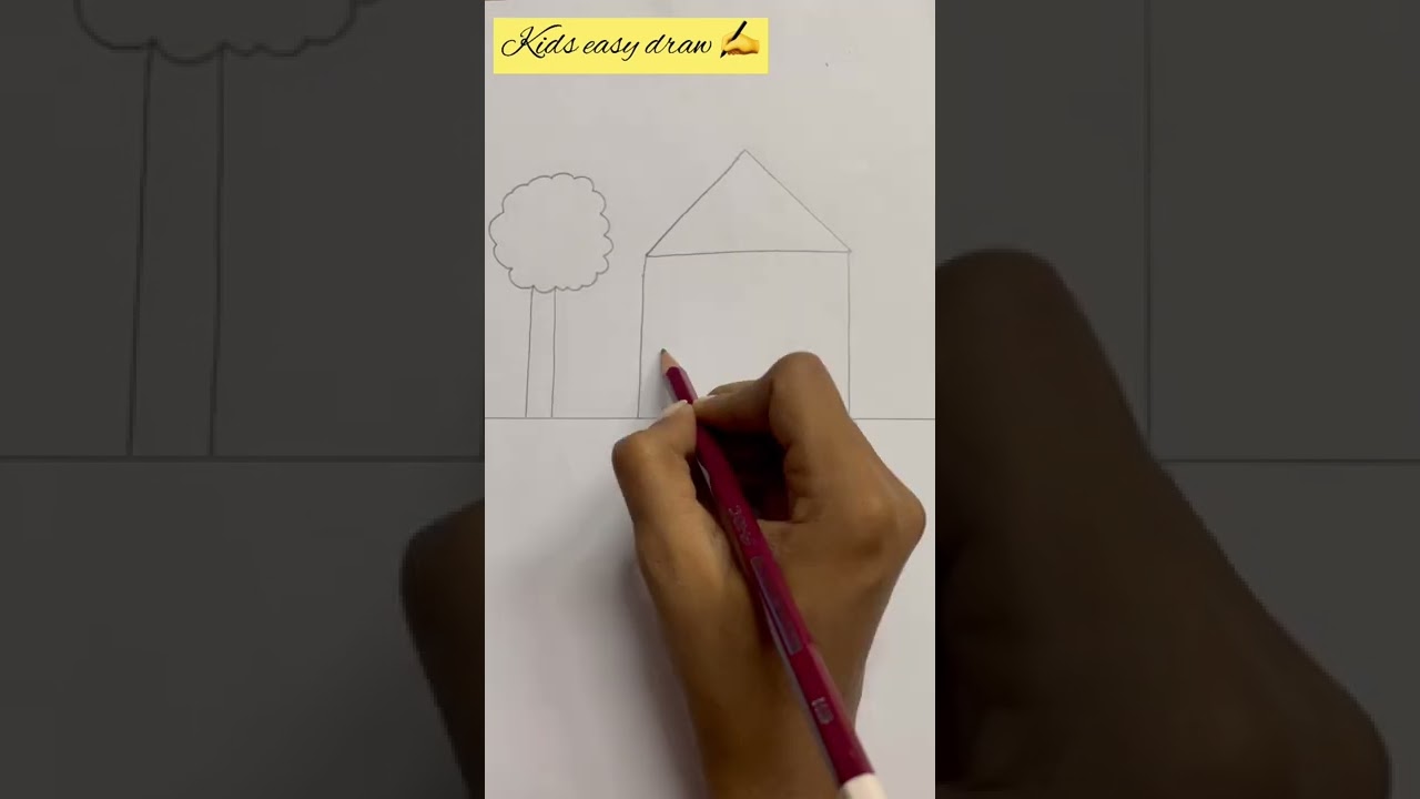 Easy House drawing for kids