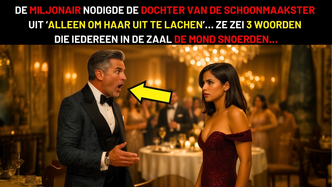 DE MILJONAIR NODIGDE DE DOCHTER VAN DE SCHOONMAAKSTER OM TE VERNEDEREN... 3 WOORDEN SCHOKTEN ALLEN
