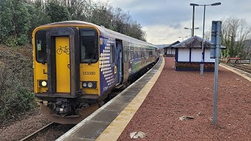 Garelochead Railway Station On The West Highland Line With Scotrail Class 153/156 Departing 16/2/24