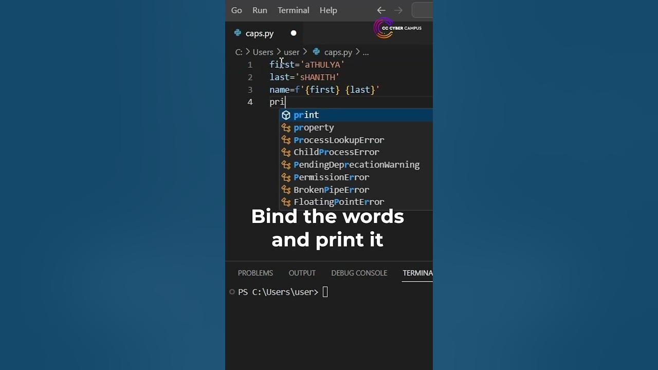 How to Solve Caps Lock Error in Python | CC Cyber Campus - YouTube