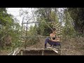 MAKE OUTDOOR SHOWER from BAMBOO & Potato Leaves | 10 Days BUSHCRAFT BUILD & COOK ALONE GIRL