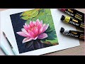 Painting a photorealistic water lily 🌸 GOUACHE TIMELAPSE