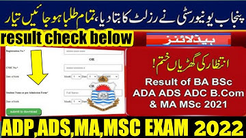 Result Date Announced | Punjaby BA BSc ADA ADS ADC B.ComRelt02 | MA MSc 2021 Result