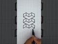 Simple 3D Heart Drawing on Grid Paper ❤️