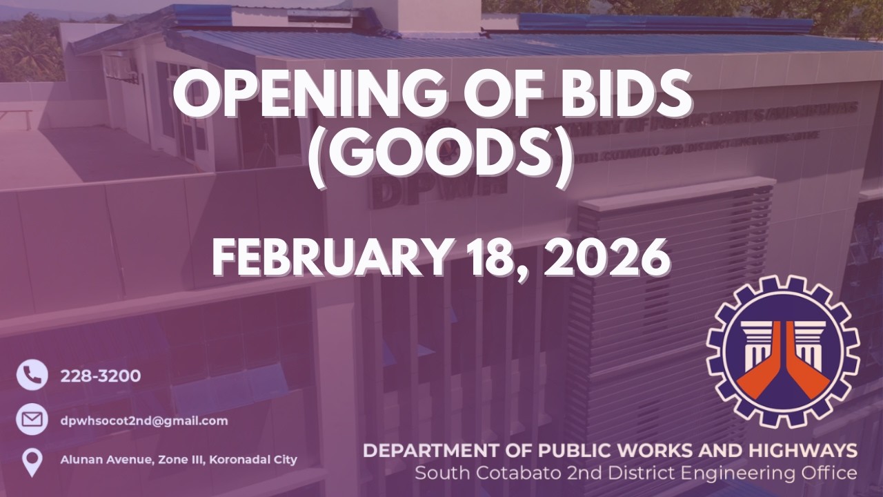 Procurement Livestream for DPWH South Cotabato 2nd DEO on February 18, 2026