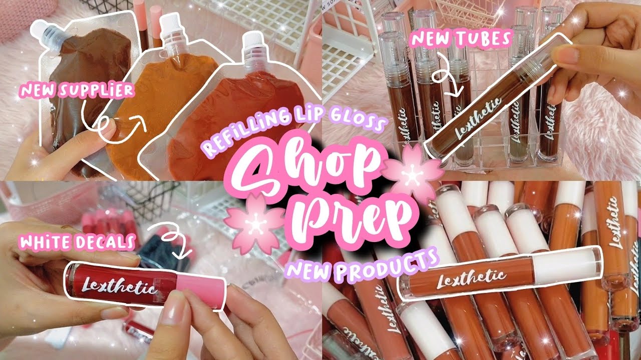 shop prep ✨ refilling lip gloss tubes 💉 new supplier of products 💄white decals 🤍 philippines
