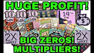 HUGE PROFIT! Multiple multipliers on a $50 ticket! BIG ZEROS! $300 In Lottery tickets! ARPLATINUM