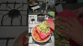 Let’s make calabacitas with mushrooms, spinach, arugula, panela and queso fresco cheese.
