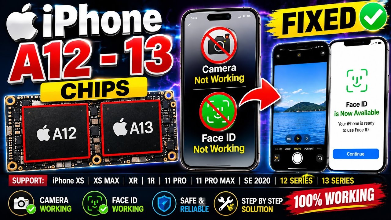 iPhone (XR, XS, XS MAX, 11, 11 PRO MAX) A12–A13 Chip Camera + Face